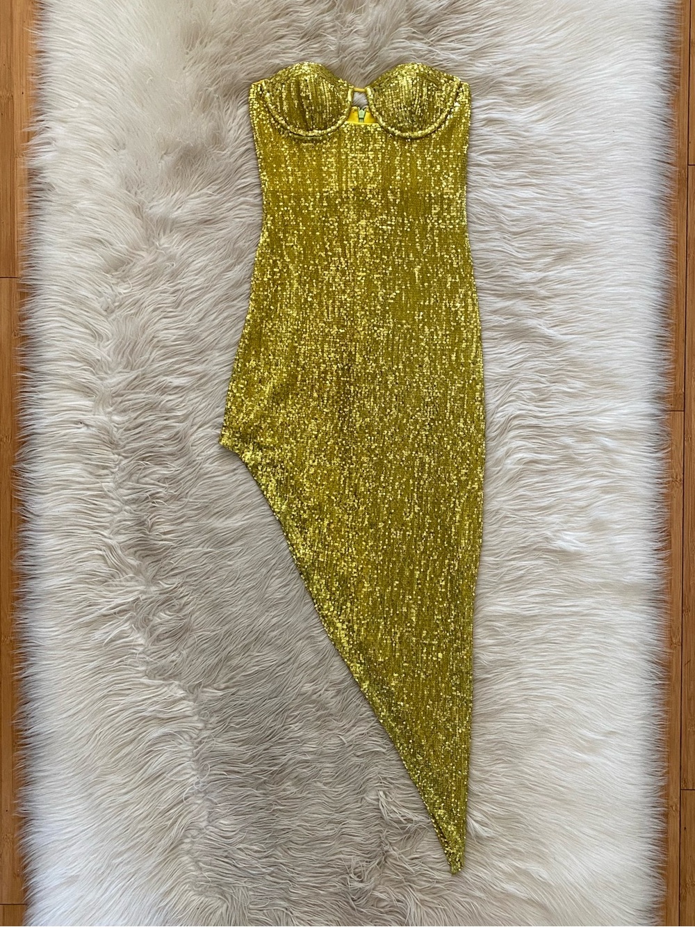 Camila Coelho Sparkling Lime Green Strapless Midi Dress - Picture 3 of 16